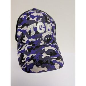 TCU Horned Frogs Hat Cap Snap Back Purple Camo NCAA Basketball Mens Trucker Mesh